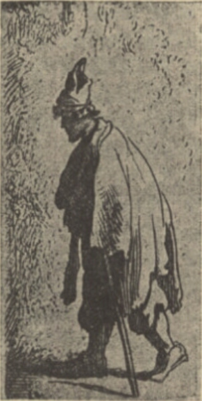 Rembrandt: „Żebrak idący“. Akwaforta (B.167).