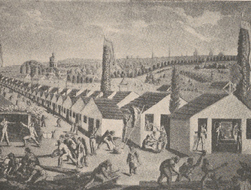 Obóz francuski pod Berlinem w r. 1806. Według sztychu współczesnego.
