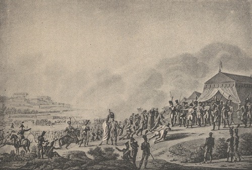 Napoleon przyjmuje deputacyę z Madrytu dnia 3 grudnia 1808 r. Ze sztychu Le Comte’a.