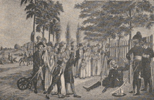 Biwak ks. Fryderyka Wilhelma brunświckiego dnia 1 sierpnia 1809 r. Według rysunku E. Henne’go.