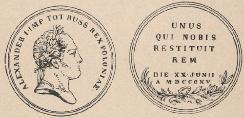 Medal wybity w Warszawie na cześć ces. Aleksandra I w 1815 r.