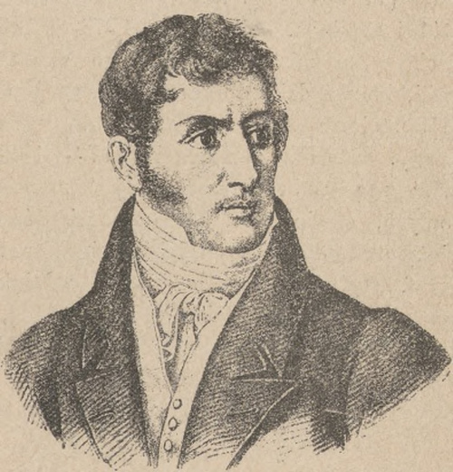 Aleksander Manzoni (1784 † 1873). Z rysunku Erminiego, miedzioryt † Vendraminl'ego.