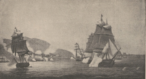 Bombardowanie Algiera przez flotę francuską dnia 3 lipca 1830 r. Według obrazu Courta.