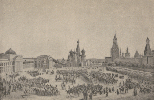 Proklamacya ces. Mikołaja I w Moskwie, dnia 19 sierpnia 1826 r. Według litografii współczesnej Courtina i Adama.