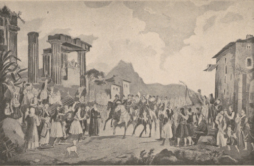 Wjazd króla Ottona de Nauplii, dnia 6 lutego 1833 r. Według litografii G. Krausa.