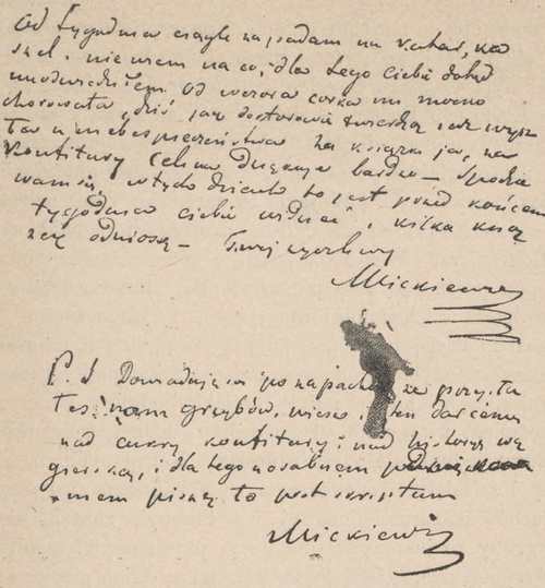 Autograf Adama Mickiewicza.