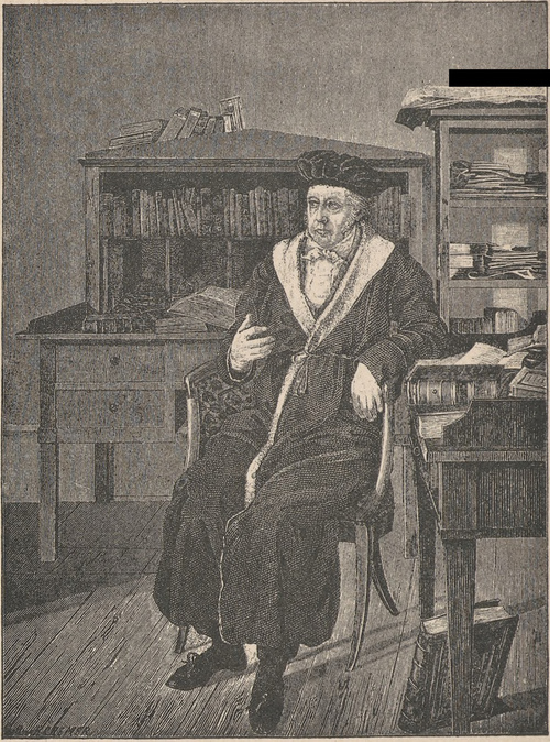 Hegel w swej pracowni. Z obrazu L. Sebbersa.