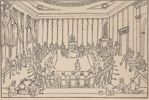Posiedzenie sejmu szwajcarskiego w Bernie w r. 1847. Według starego sztychu.