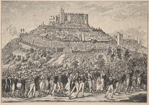 Manifestaeya w Hambachu, dnia 27 maja 1832 r. Według ryciny współczesnej.