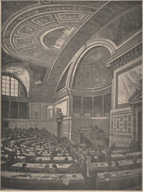 Sala posiedzeń francuskiej Izby parów około roku 1840. Według współczesnego sztychu.