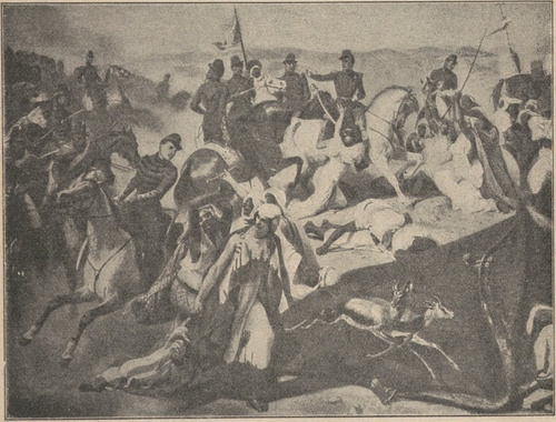Zdobycie obozu Abd-el-Kadera dnia 11 sierpnia 1843 r. Według obrazu H. Vernera w Galeryi wersalskiej.