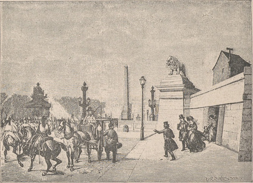 Ludwik Filip opuszcza Tuilerye, d. 24 lutego 1848 r. Według litografii V. Adama.