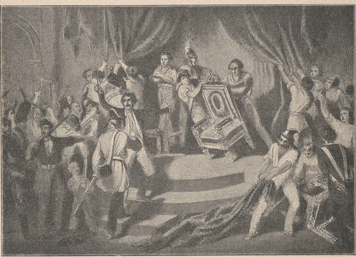Motłoch paryski w Tuileryach, dnia 24 lutego 1848 r. Według rysunku Janeta Lange’a.