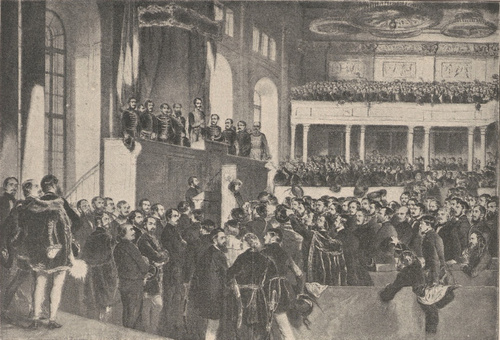 Otwarcie Sejmu węgierskiego przez arcyksięcia Stefana, dnia 5 lipca 1848 r. Według ryciny współczesnej.