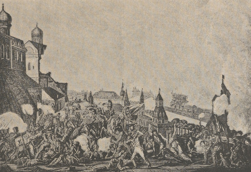 Pożar Moskwy. Według miedziorytu Rugendasa.