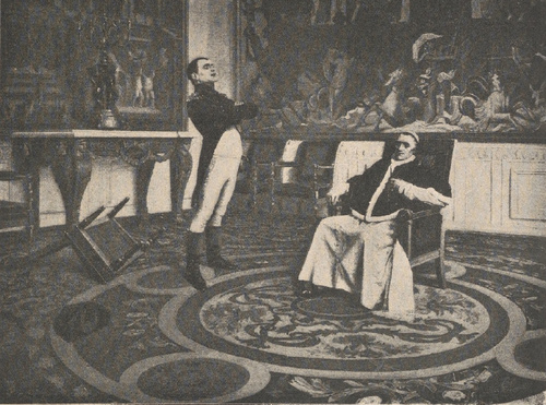 Spór Napoleona z papieżem Piusem VII. Z obrazu I. P. Laurens’a.
