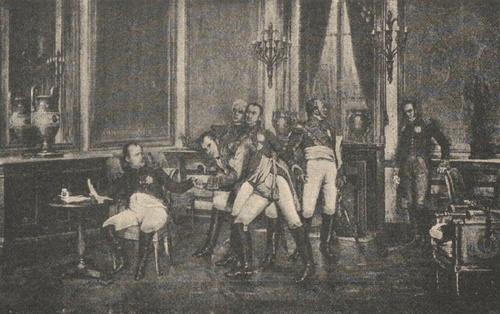 Napoleon podpisuje akt abdykacyi, dnia 11 kwietnia 1814 r. Według obrazu E. Berne-Bellecour’a.