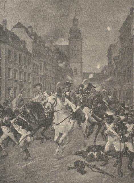 Napoleon w Lipsku. Z obrazu L. Braun’a.
