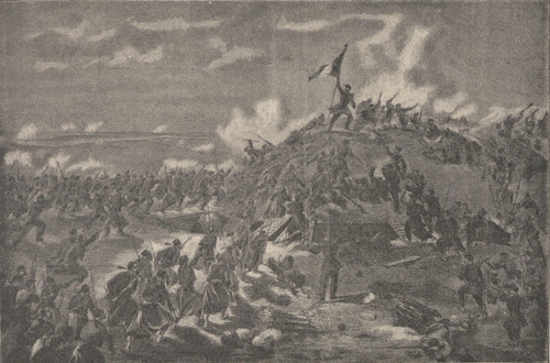 Zdobycie fortu Małaehow przez Francuzów, dnia 8 września 1855 r. Według rysunku Wil. Śimpsona.