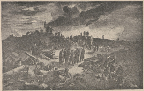 Ruiny fortu Małachow po szturmie z dnia 8 września 1855 r. Według akwareli W. Simpsona.