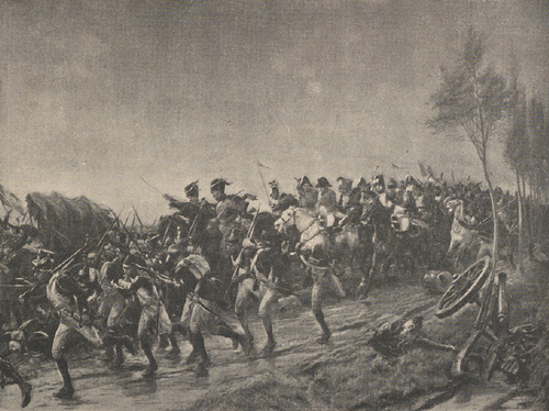 Odwrót Napoleona z pod Waterloo, dnia 18 czerwca 1815 r. Z obrazu A. E. Gow’a.
