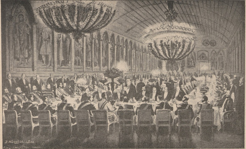 Kongres monarchów w Frankfurcie n. Menem w r. 1863 (Uczta w sali rzymskiej). Według rysunku Hohnbaums.