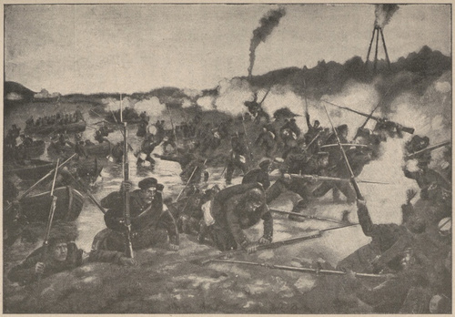 Przeprawa przez cieśninę morską na wysp Alsen, dnia 28/29 czerwca r. 1864. 
