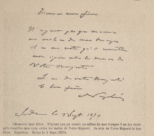 List Napoleona III do króla Wilhelma pruskiego.