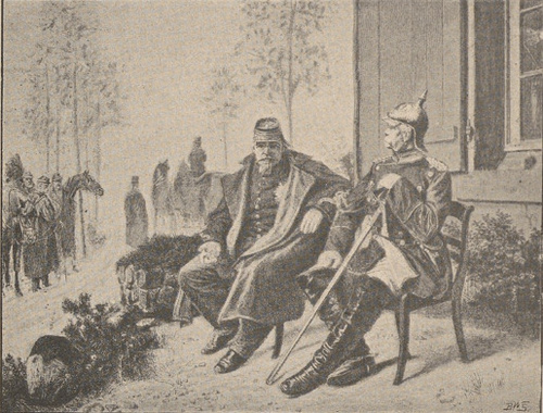 Napoleon III i Bismarck po bitwie pod Sedanem. Z obrazu W. Camphausena.