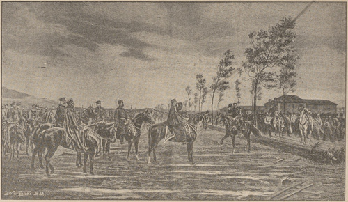 Kapitulacya Metzu. Gen. Desvaux oddaje ks. Fryderykowi Karolowi pruskiemu armię francuską w niewolę, d. 29 paźdz. 1870 r. Z obrazu Konrada Freyberga.