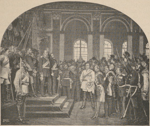 Proklamacya cesarstwa niemieckiego w Wersalu, dnia 18 stycznia r. 1871. Według obrazu A. Wernera.
