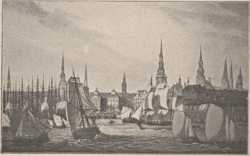 Port w Hamburgu w początkach w. XIX.