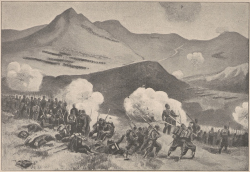 Obrona wąwozu Szypka przez Rosyan (w sierpniu 1877 r.).