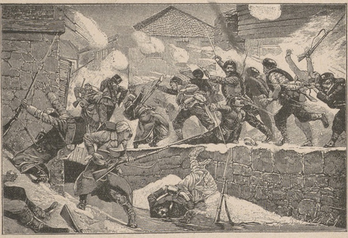 Bułgarzy zdobywają, miasto serbskie Pirot (27 listopada 1885 r.).