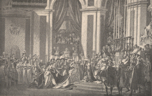 Koronacya Napoleona i Józefiny w Kościele Notre-Dame w Paryżu d. 2 grudnia 1804 r. obraz Ludwika Davida.