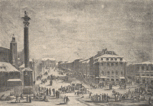 Warszawa na początku wieku XIX. Plac Zygmunta, z obrazu M. Zaleskiego.
