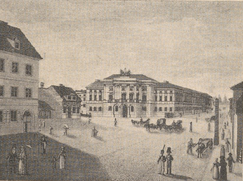 Warszawa na początku XIX wieku. Pałac Mostowskich ze sztychów L. Meyeta.