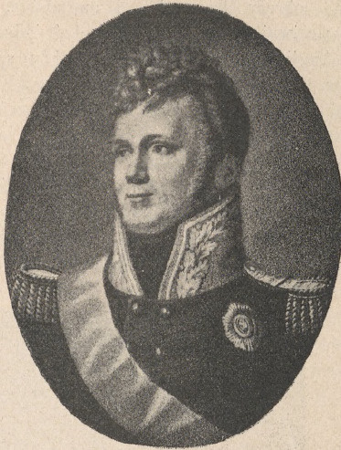 Cesarz Aleksander I (1801—1825). Z miedziorytu F. Bolta.