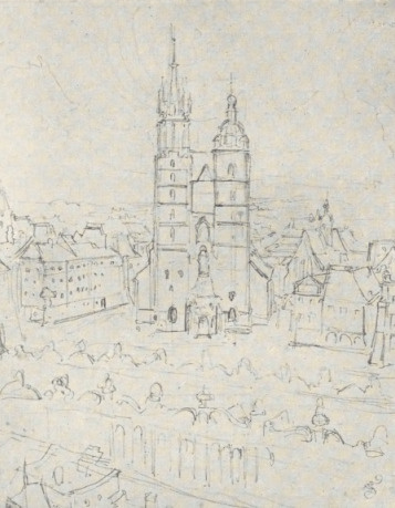 113. KOŚCIÓŁ MARIACKI W KRAKOWIE (1857). RYS. OŁ. Wł.: Rodzina E. Reichera, Warszawa.