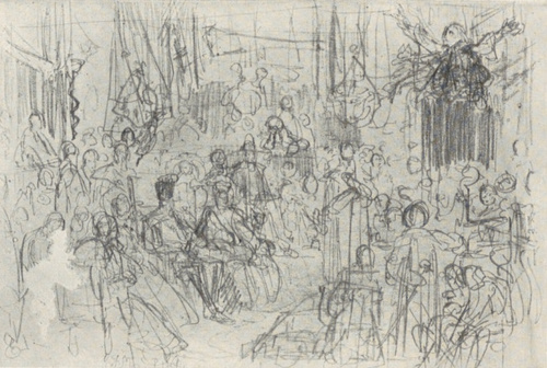 142. KAZANIE SKARGI. SZKIC I (1860). RYS. OL. Wł.: Rodzeństwo Gorzkowscy, Bydgoszcz.
