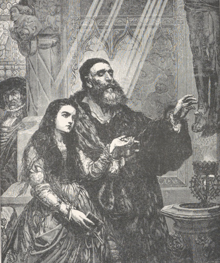 156. OCIEMNIAŁY WIT STWOSZ Z WNUCZKĄ (1865), DRZEWORYT STYFIEGO. Muzeum Narodowe w Warszawie.