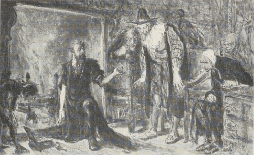 178. ALCHEMIK SĘDZIWÓJ I ZYGMUNT III (1866). SZKIC. Wł.: Tow. Zachęty Szt. P., Warszawa.