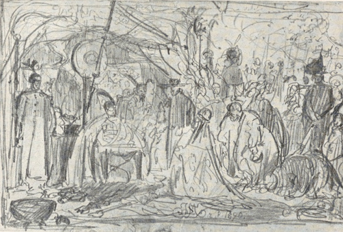191. BATORY POD PSKOWEM, SZKIC I (1870). RYS. OŁ. Wł.: Adam Borzęcki, Warszawa.