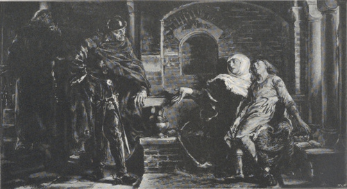 253. GRZYMISŁAWA Z SYNEM SWYM, BOLESŁAWEM WSTYDLIWYM, W WIĘZIENIU U KONRADA MAZOWIECKIEGO W SIECIECHOWIE (1879). Wł.: B. Skirmunt, Szemetowszczyzna.