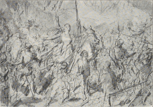 291. SZKIC OŁÓWKOWY DO ’’DZIEWICY ORLEAŃSKIEJ” (1886).