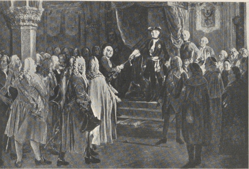 31. A. MENZEL (1855): HOŁD STANÓW ŚLĄSKICH WE WROCŁAWIU 1741