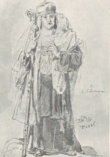 307. ŚW. SALOMEA (1866). RYS. OŁ. DO PROJEKTOWANEGO WITRAŻA DLA KATEDRY W PRADZE. Wł.: Bronisław Krystall, Warszawa.