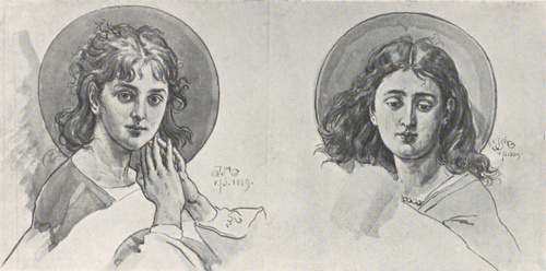 334. KARTONY DO POLICHROMII KOŚCIOŁA N. P. MARII (1889). GŁOWY ANIOŁÓW. I—II.