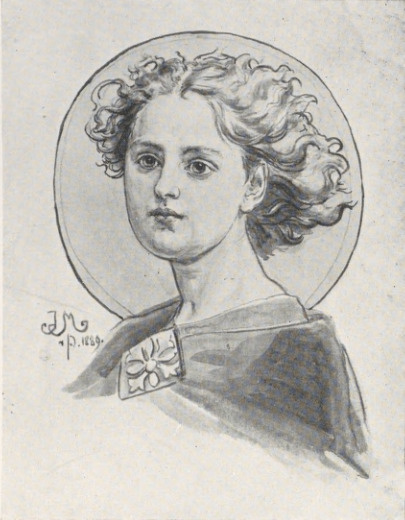 336. KARTON DO POLICHROMII (1889). IV. GŁOWA ANIOŁA. AKWAR. OR.