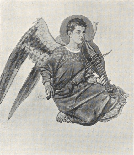 341. KARTON DO POLICHROMII (1890). VIII. ANIOŁ GRAJĄCY.
